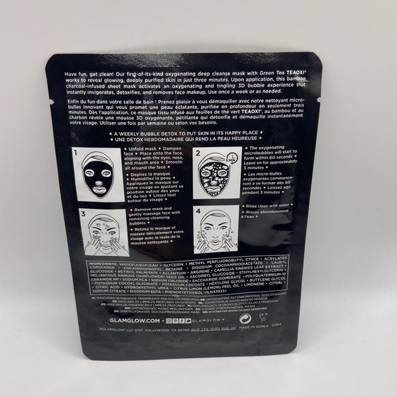 GLAMGLOW | Bubblesheet Oxygenating Deep Cleanse Mask <NEW> $6 Add on item! - Picture 2 of 2